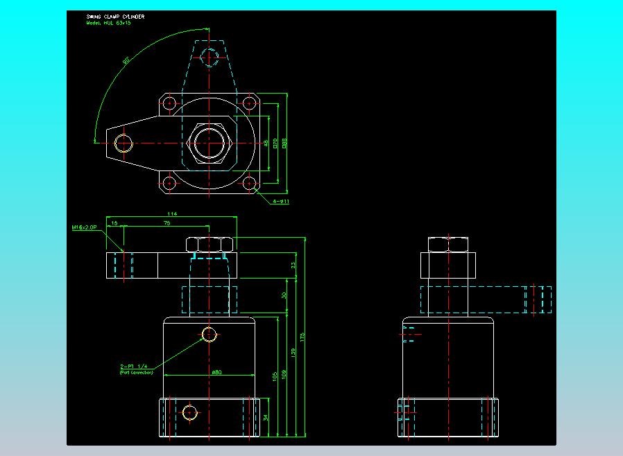 薄型气缸转角下压缸2D-HUL63x15