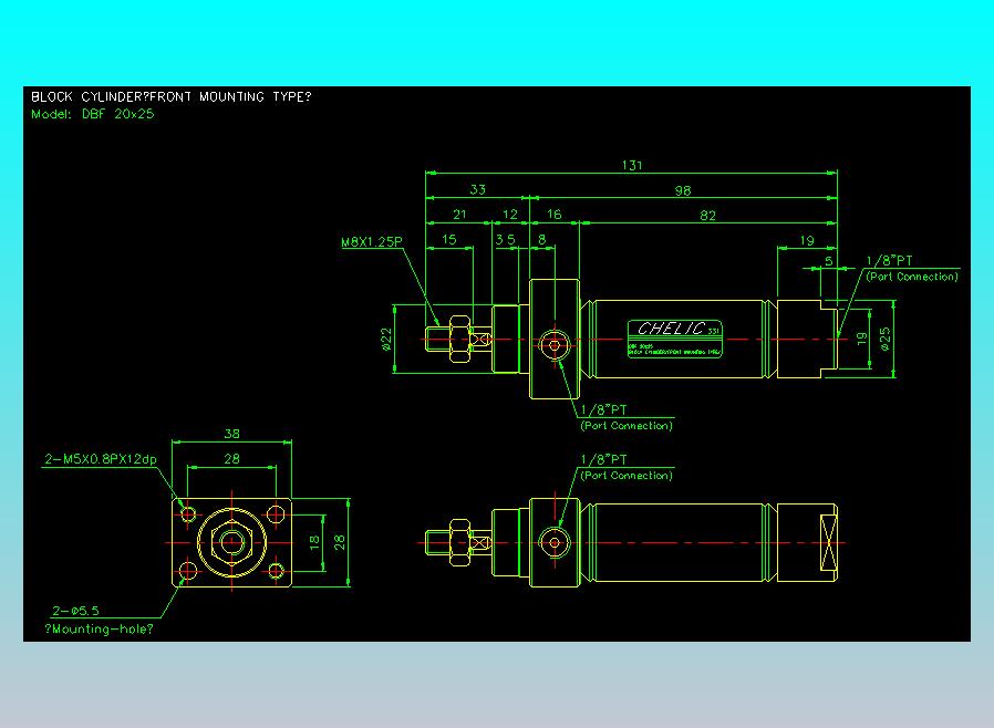 笔型缸不锈钢气缸2D-DBF20x25