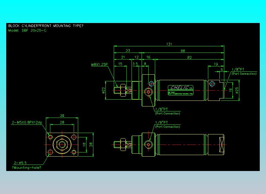笔型缸不锈钢气缸2D-DBF20x25-C