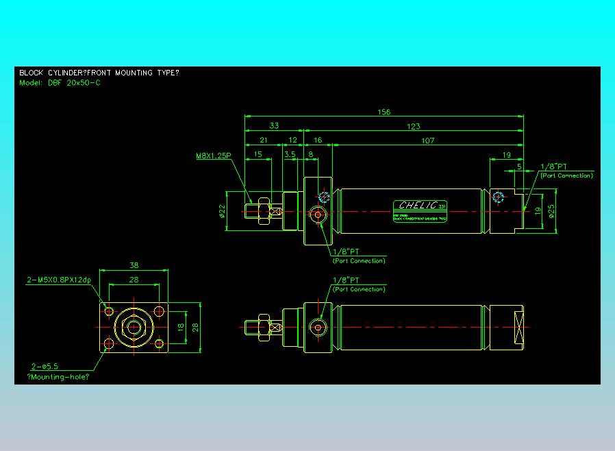 笔型缸不锈钢气缸2D-DBF20x50-C