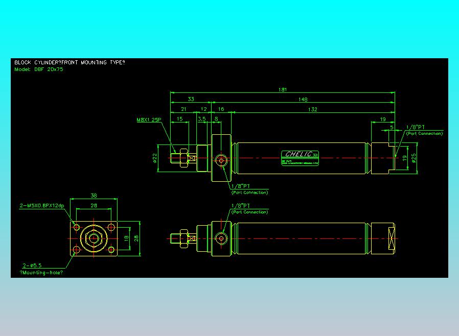 笔型缸不锈钢气缸2D-DBF20x75