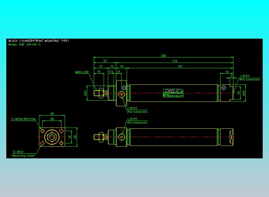 笔型缸不锈钢气缸2D-DBF20x100-C