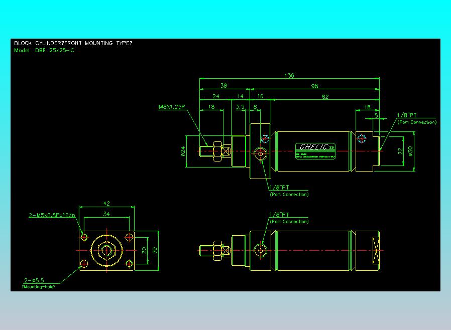 笔型缸不锈钢气缸2D-DBF25x25-C