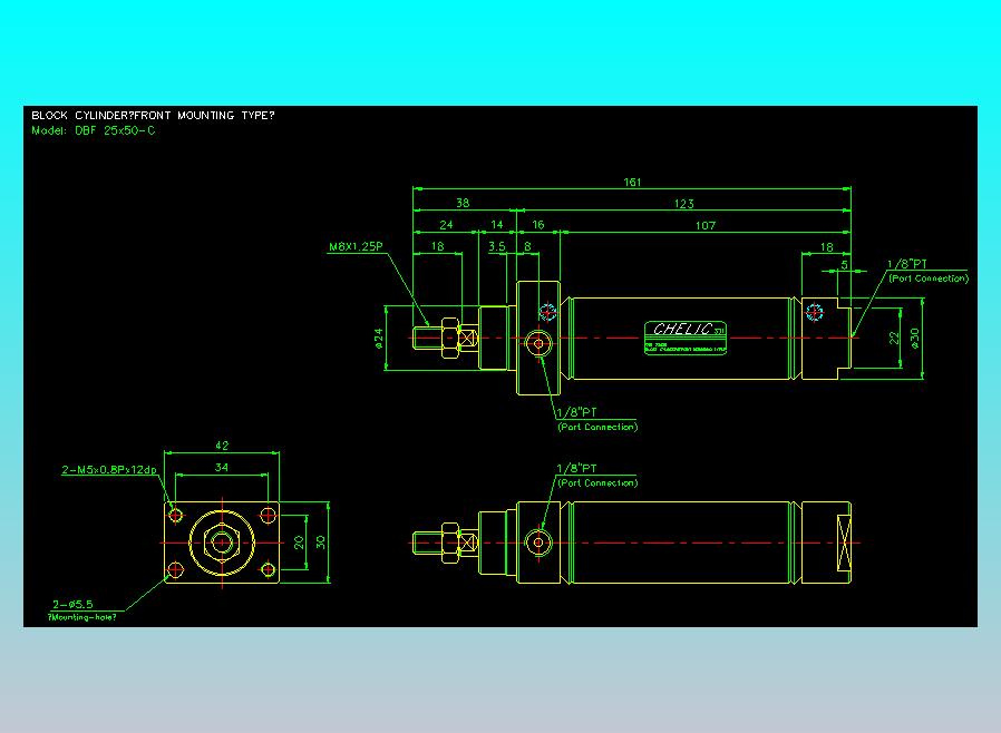 笔型缸不锈钢气缸2D-DBF25x50-C