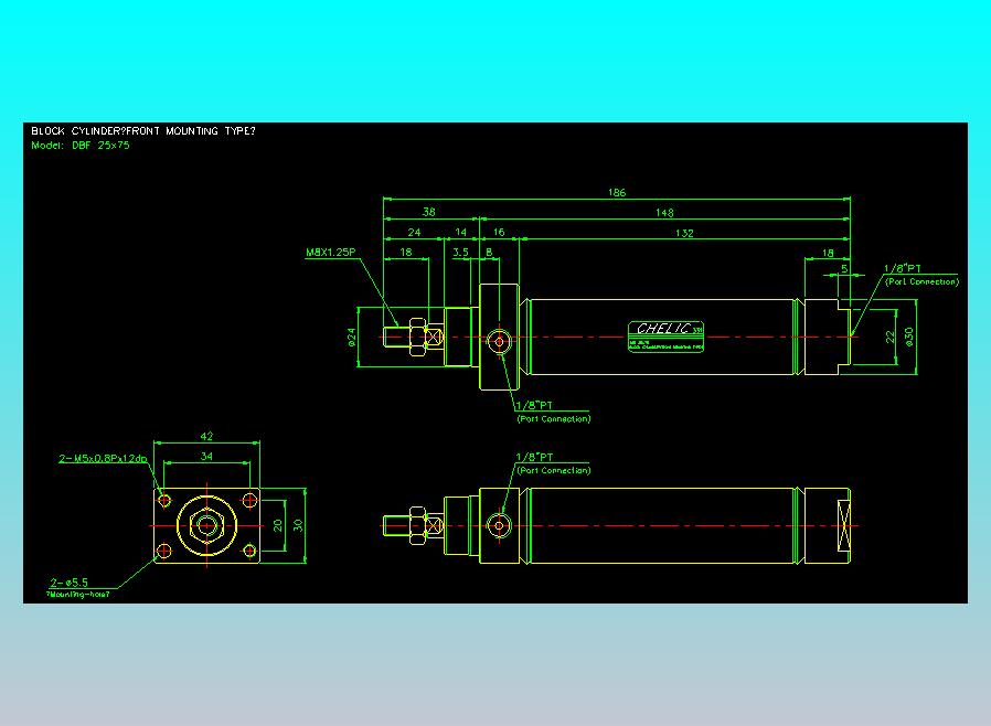 笔型缸不锈钢气缸2D-DBF25x75