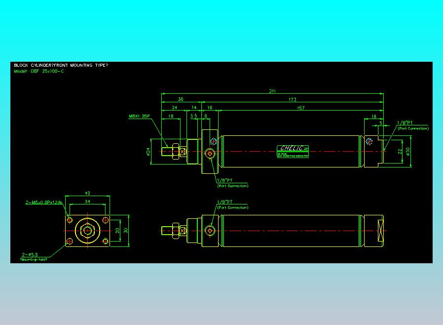 笔型缸不锈钢气缸2D-DBF25x100-C