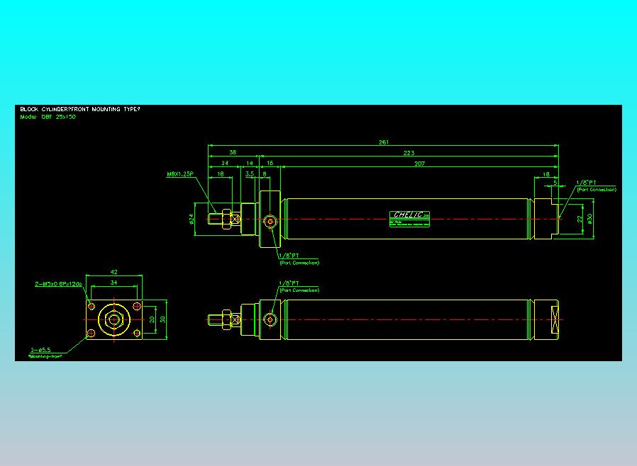 笔型缸不锈钢气缸2D-DBF25x150
