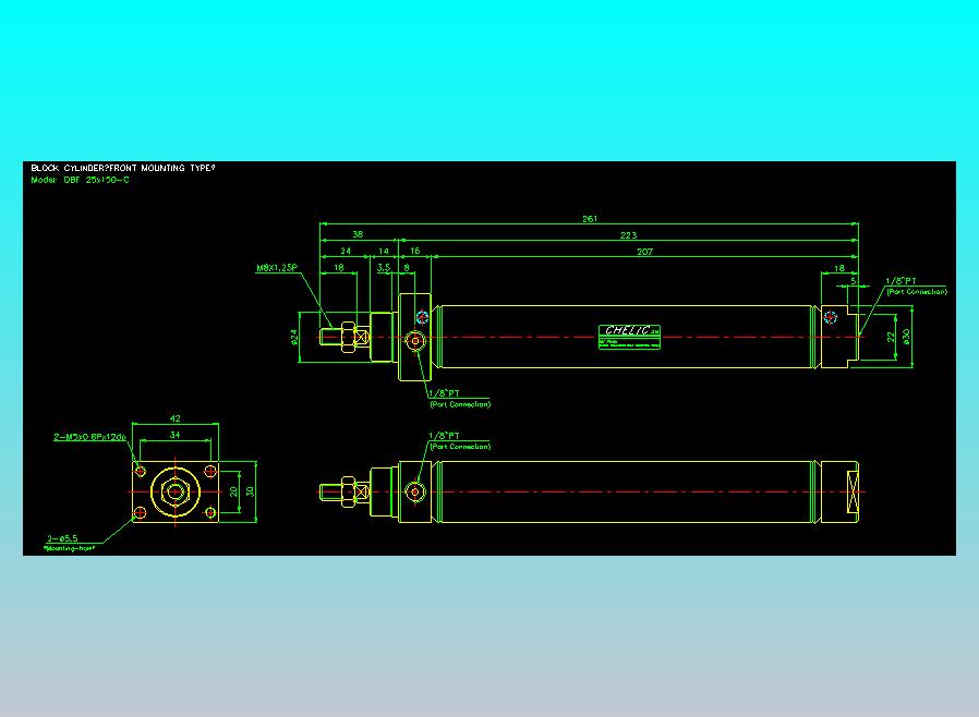 笔型缸不锈钢气缸2D-DBF25x150-C