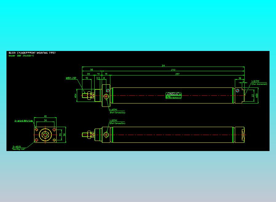笔型缸不锈钢气缸2D-DBF25x200-C