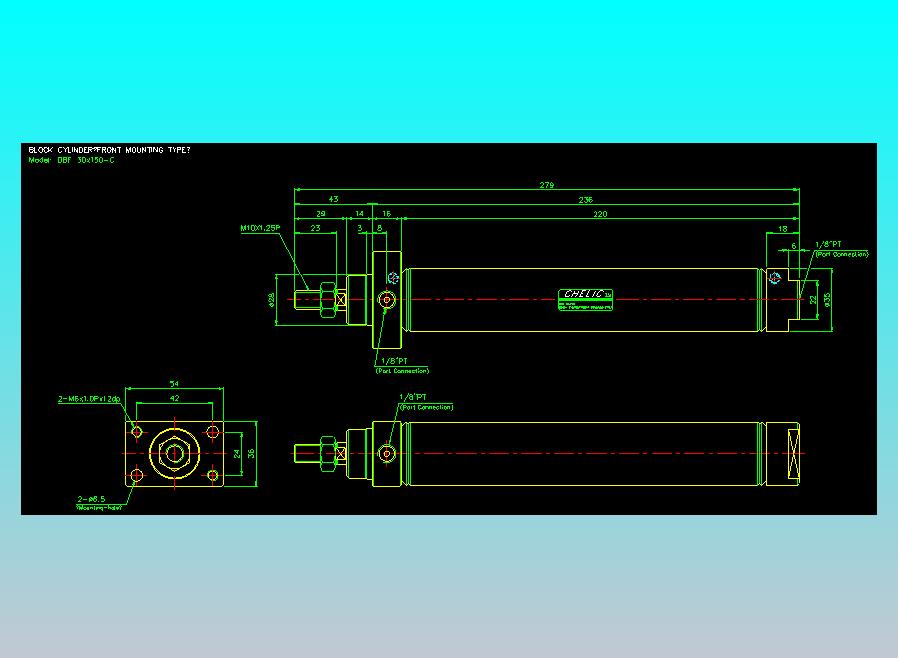 笔型缸不锈钢气缸2D-DBF30x150-C