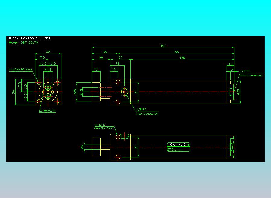 笔型缸不锈钢气缸2D-DBT25x75
