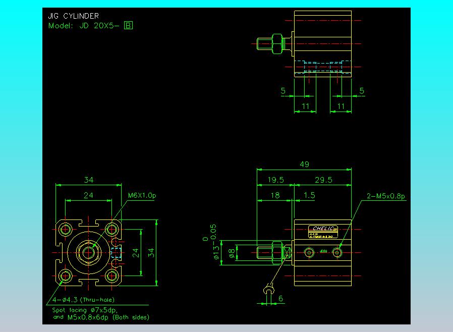 治具气缸2D-JD20x5-B