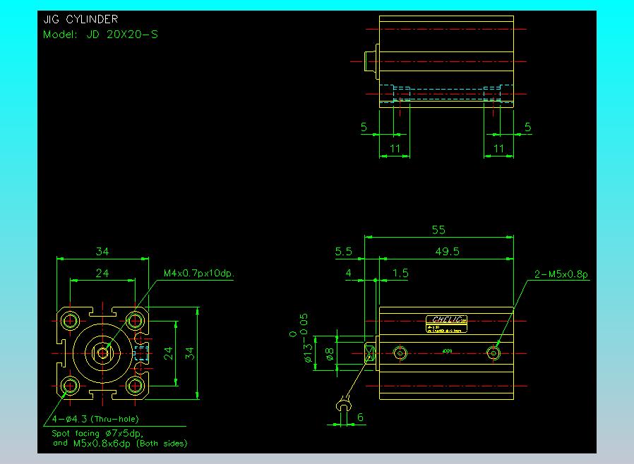 治具气缸2D-JD20x20-S