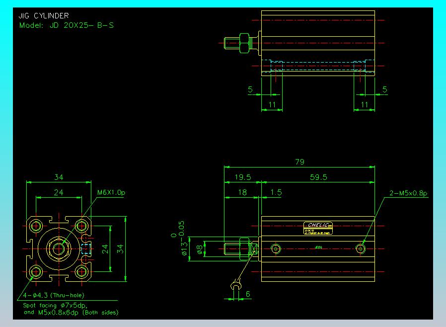 治具气缸2D-JD20x25-B-S
