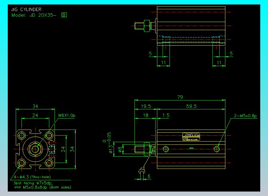 治具气缸2D-JD20x35-B