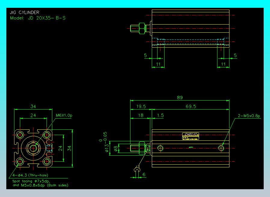 治具气缸2D-JD20x35-B-S