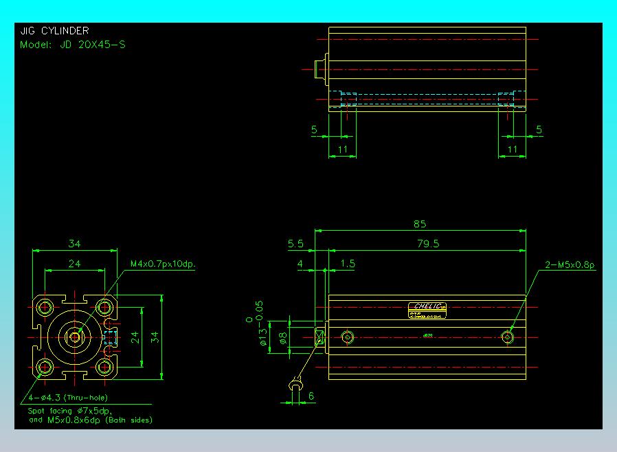治具气缸2D-JD20x45-S