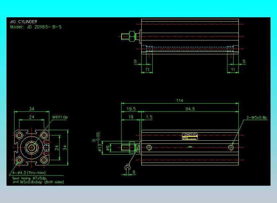 治具气缸2D-JD20x65-B-S