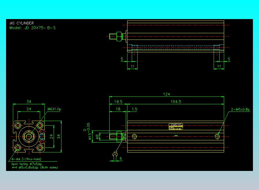 治具气缸2D-JD20x75-B-S