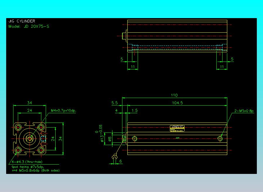 治具气缸2D-JD20x75-S