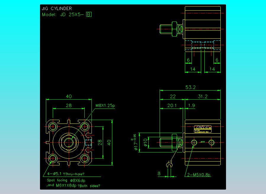 治具气缸2D-JD25x5-B