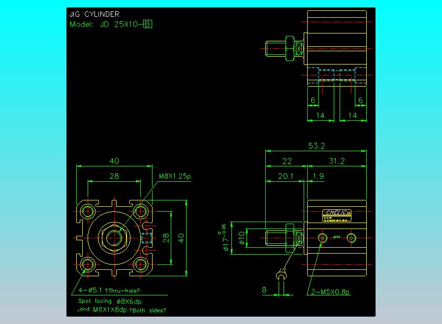 治具气缸2D-JD25x10-B