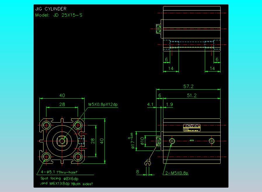 治具气缸2D-JD25x15-S