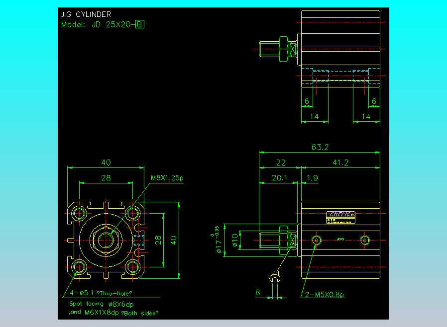 治具气缸2D-JD25x20-B