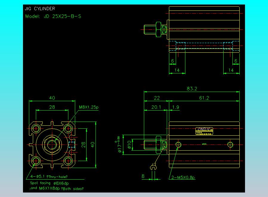 治具气缸2D-JD25x25-B-S