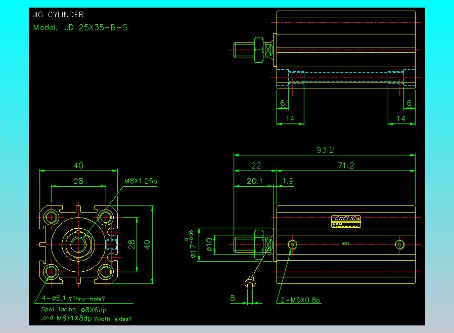 治具气缸2D-JD25x35-B-S