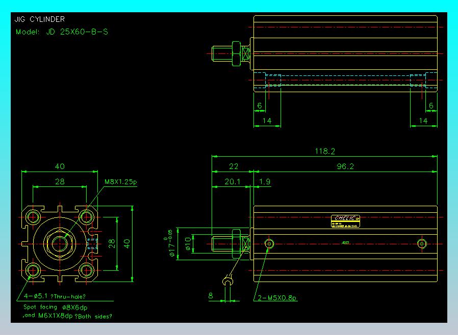 治具气缸2D-JD25x60-B-S