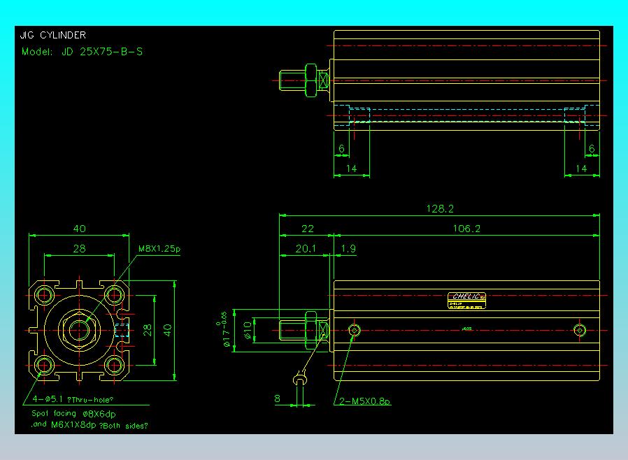 治具气缸2D-JD25x75-B-S