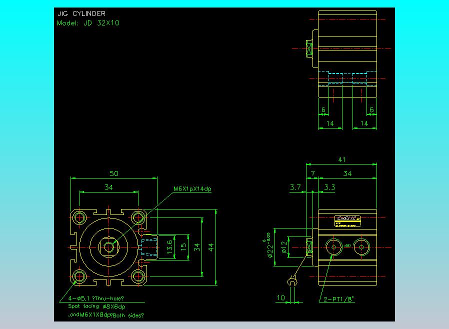 治具气缸2D-JD32x10