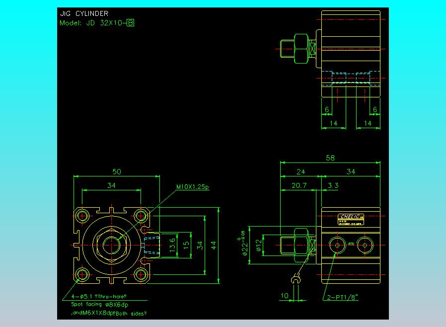 治具气缸2D-JD32x10-B