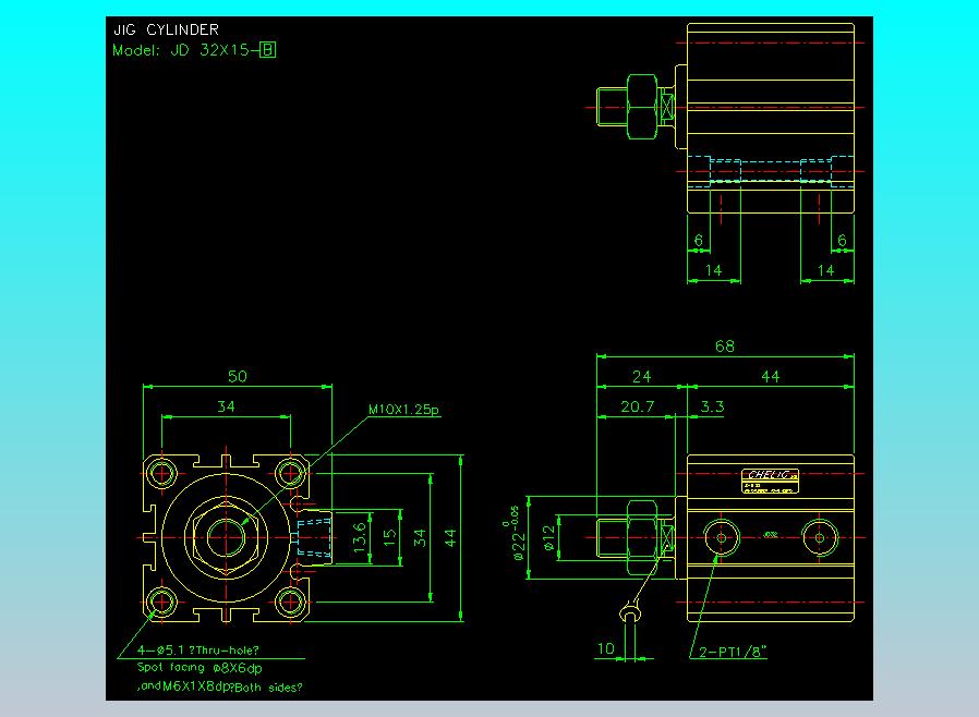 治具气缸2D-JD32x15-B