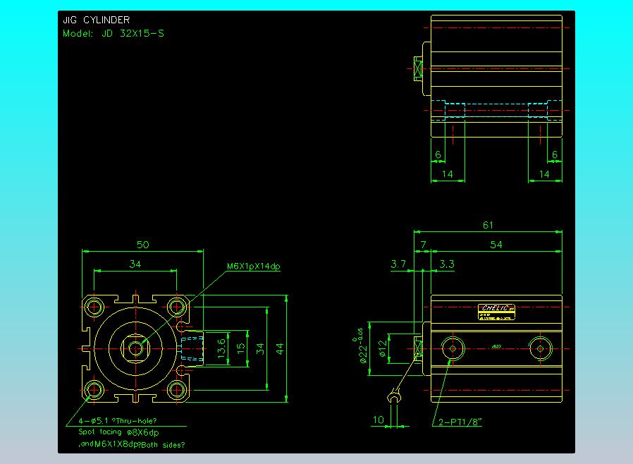 治具气缸2D-JD32x15-S