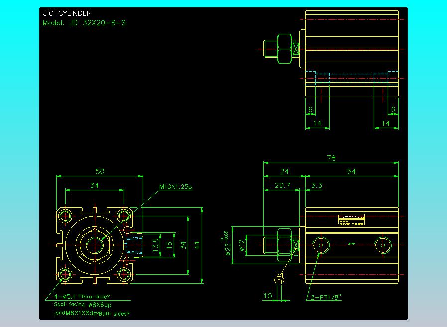 治具气缸2D-JD32x20-B-S
