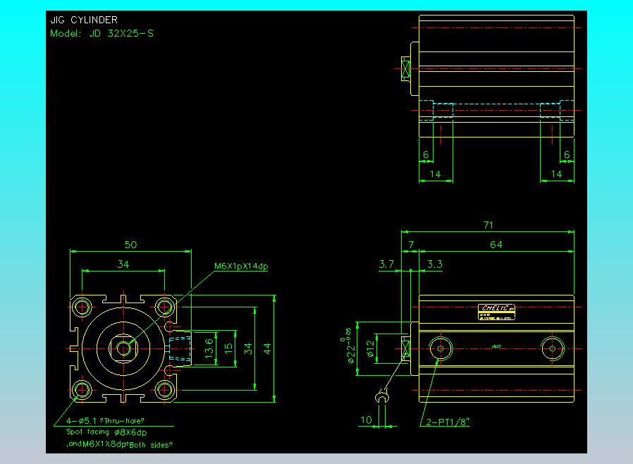 治具气缸2D-JD32x25-S