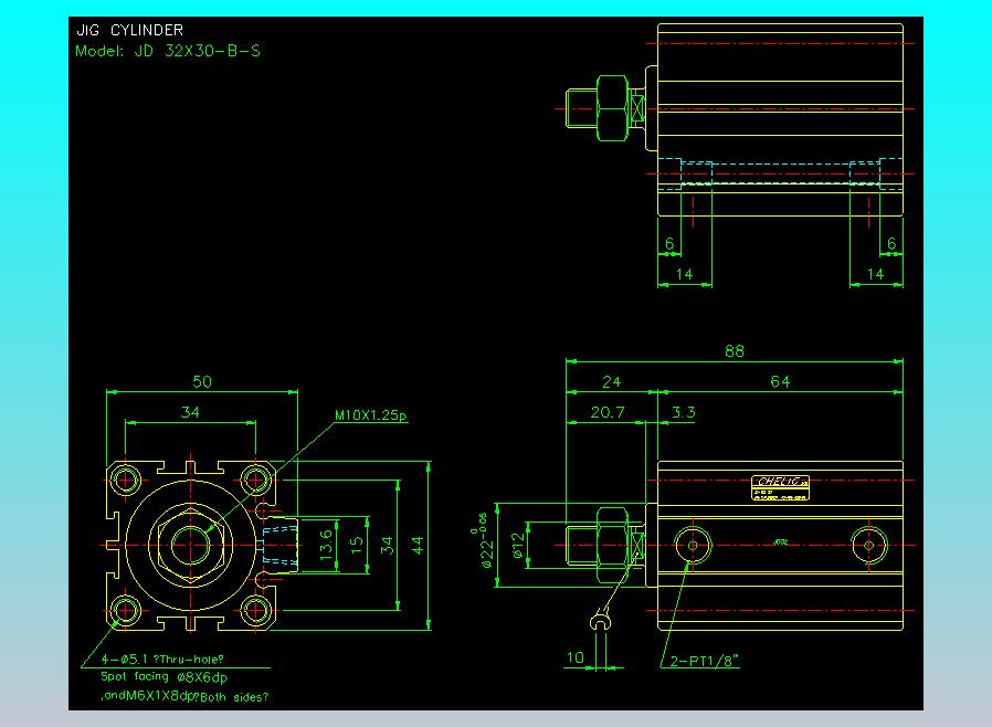 治具气缸2D-JD32x30-B-S