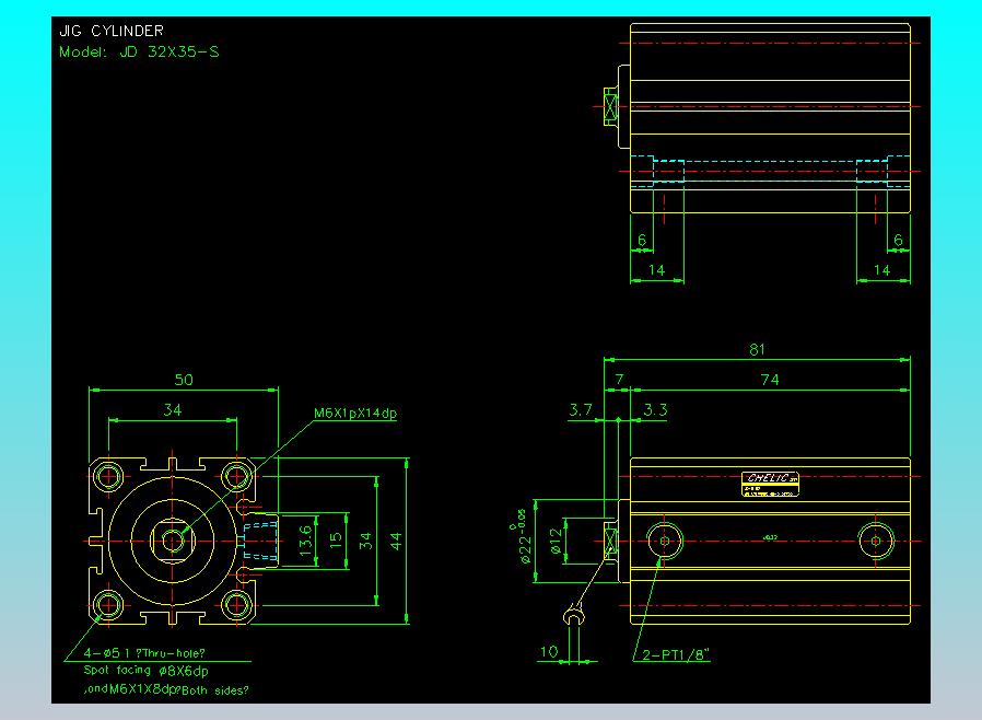 治具气缸2D-JD32x35-S