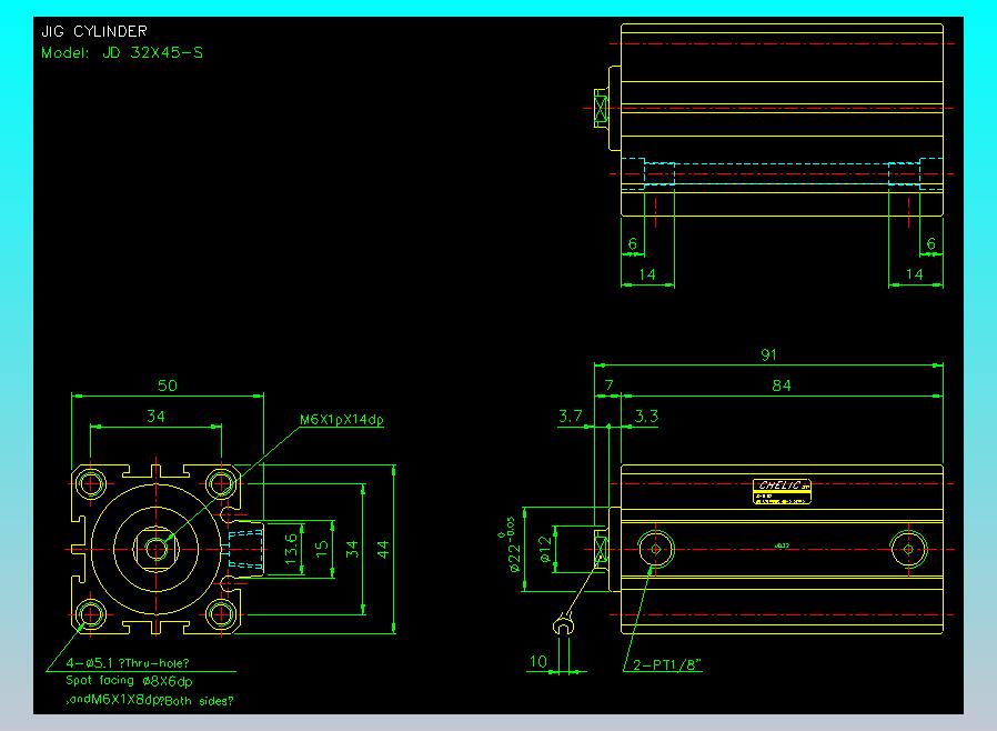 治具气缸2D-JD32x45-S