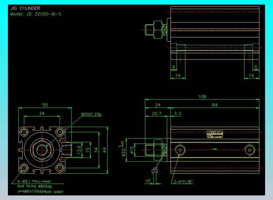 治具气缸2D-JD32x50-B-S