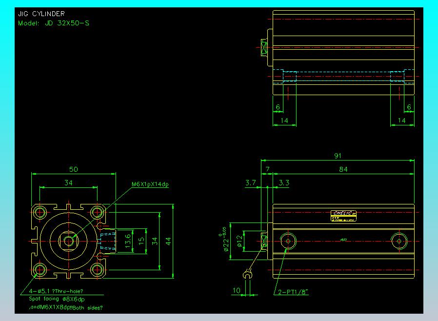 治具气缸2D-JD32x50-S