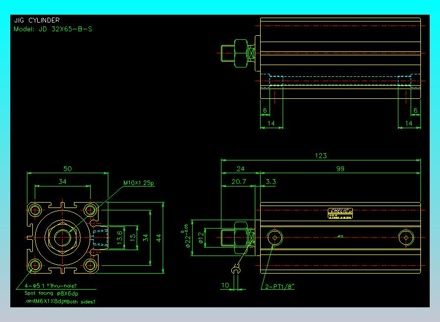治具气缸2D-JD32x65-B-S