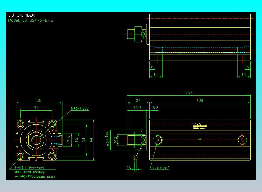治具气缸2D-JD32x75-B-S