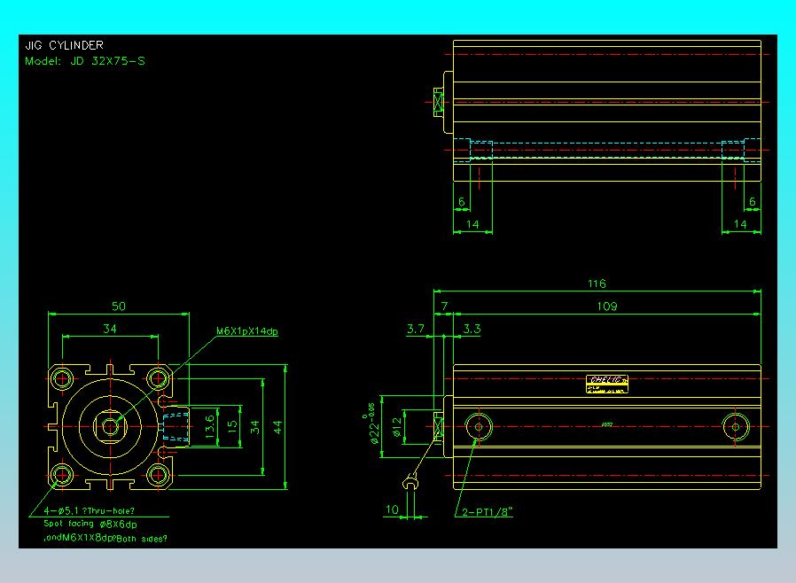 治具气缸2D-JD32x75-S