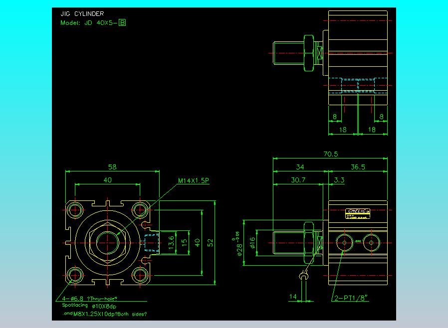 治具气缸2D-JD40x5-B