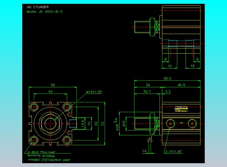 治具气缸2D-JD40x5-B-S