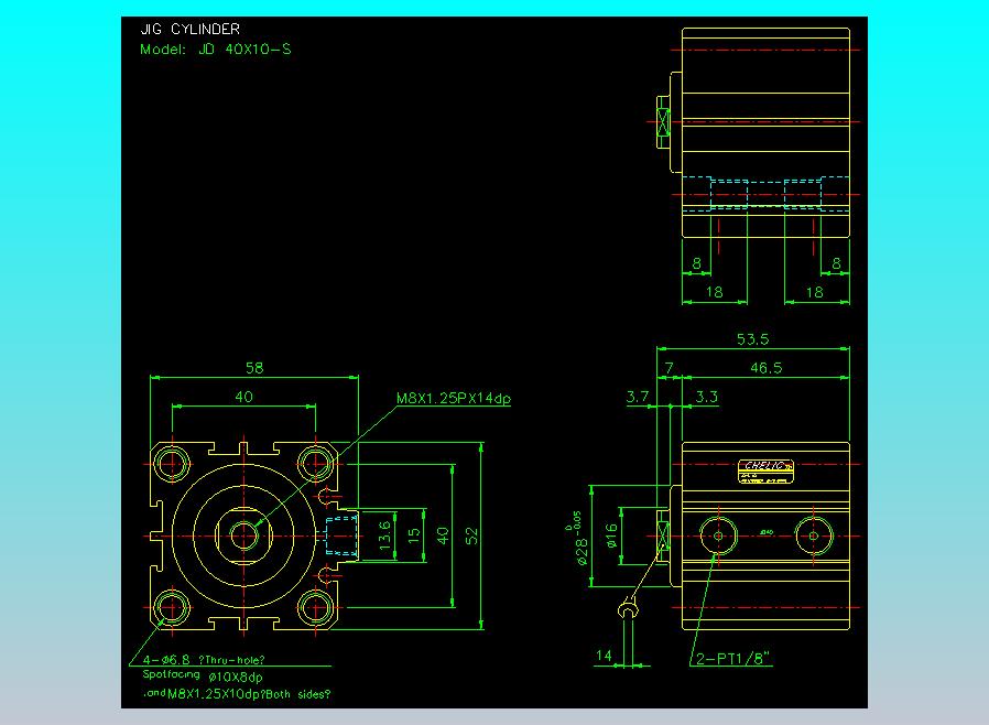 治具气缸2D-JD40x10-S