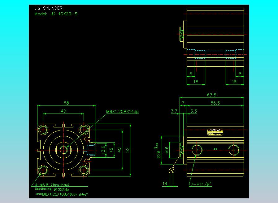 治具气缸2D-JD40x20-S